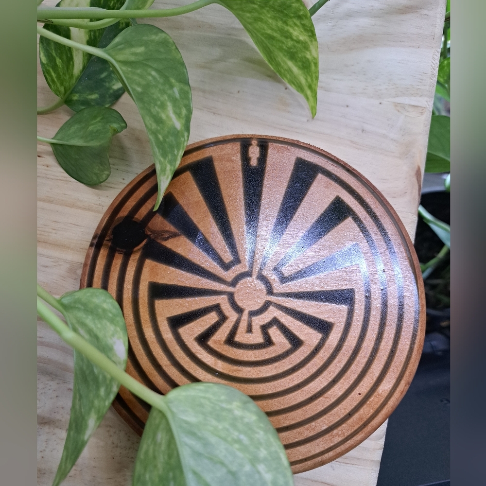 Brown and Black Circular Decorative Plate